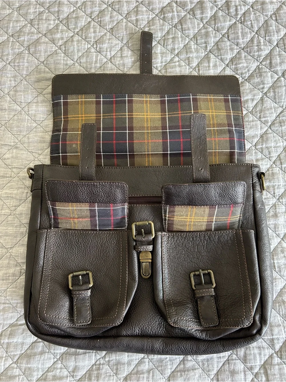 Barbour Brown Leather City Bag Briefcase No Shoulder Strap